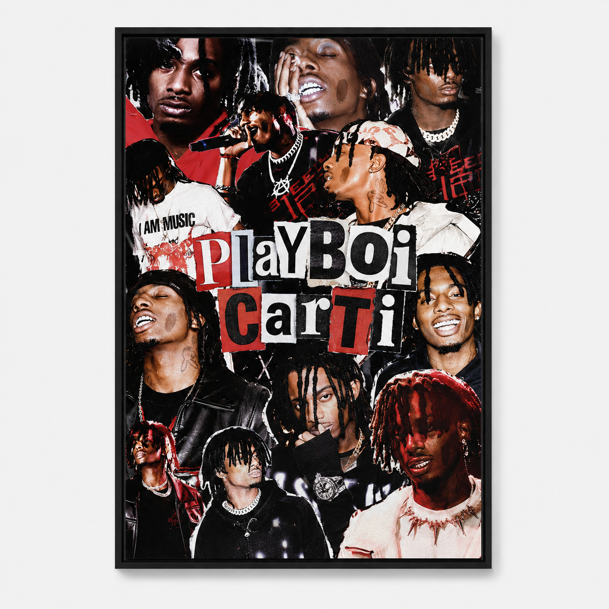 Playboi Carti Red Black Collage | Unframed Bedroom album cover poster print wall art decor