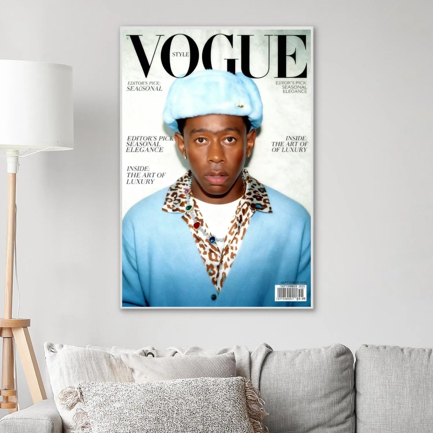 Tyler, The Creator VOGUE Style Blue Fur Hat Editorial album cover poster print wall art decor