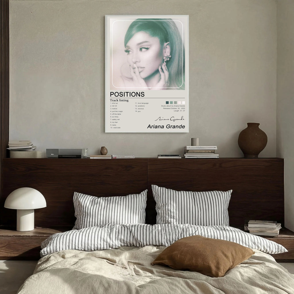 Ariana Grande Positions   - Green Minimalist Art album cover poster print wall art decor