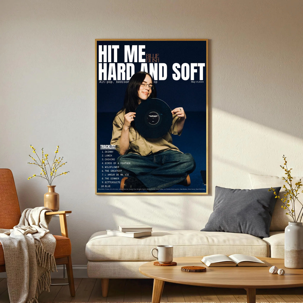 Billie Eilish Silhouette Blue Modern Art album cover poster print wall art decor