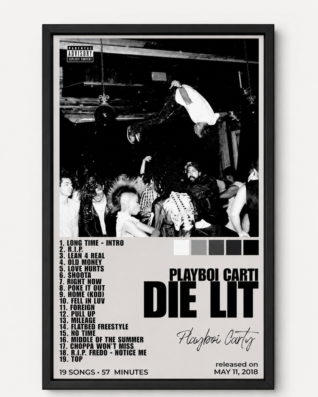 Playboi Carti Die Lit Tracklist  | Unframed Bedroom Wall Art album cover poster print wall art decor