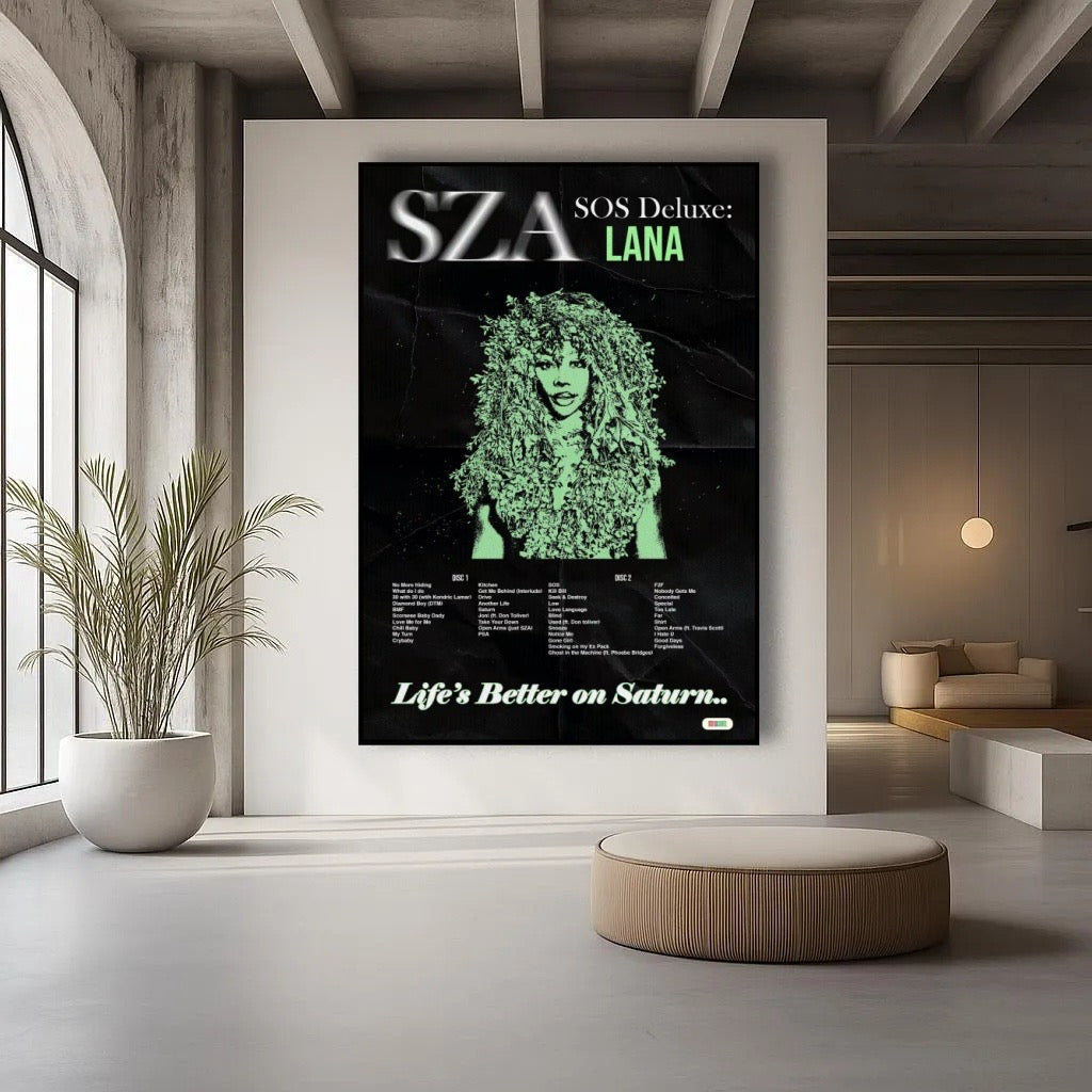 SZA SOS Deluxe Saturn Green Portrait Canvas Art album cover poster print wall art decor