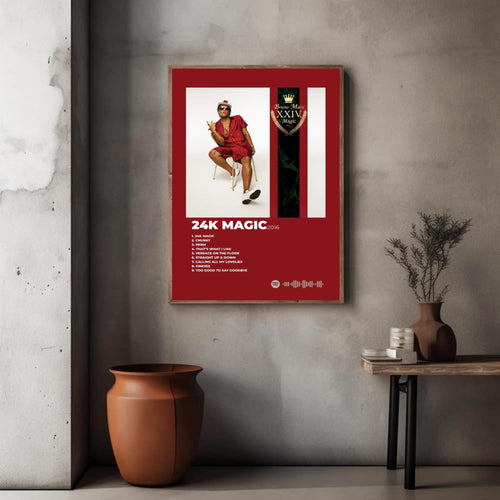 Bruno Mars 24K Magic Tracklist album cover poster print wall art decor