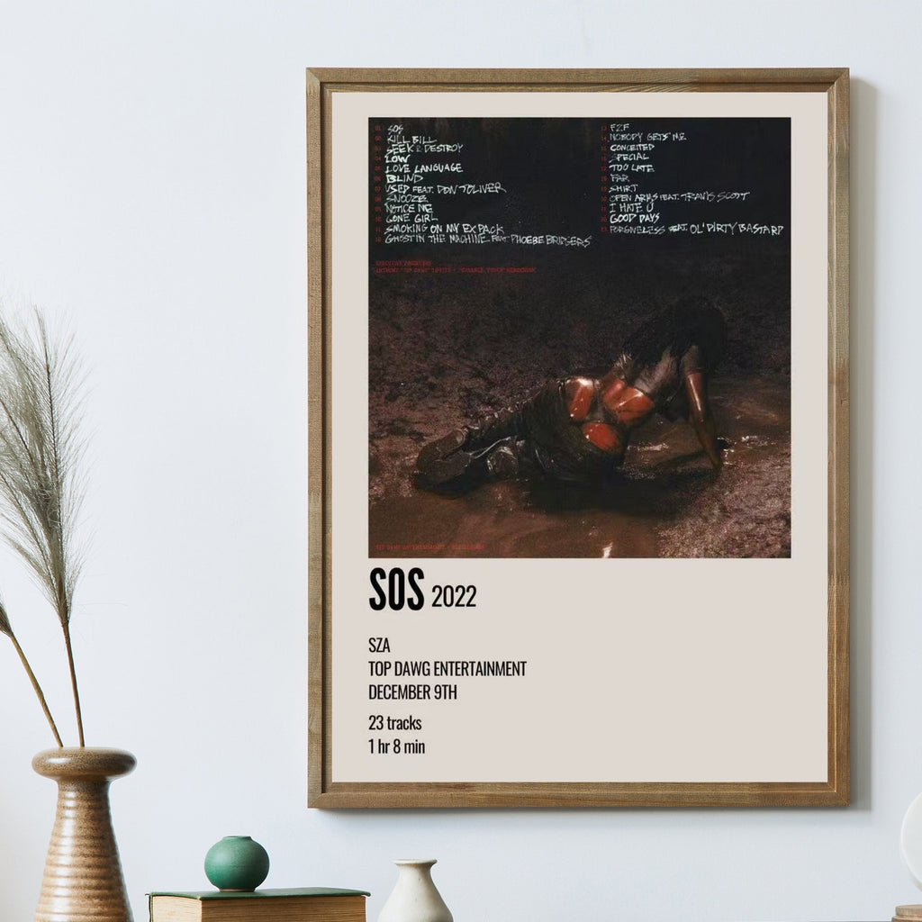 SZA SOS Muddy Aesthetic Earth Tone album cover poster print wall art decor