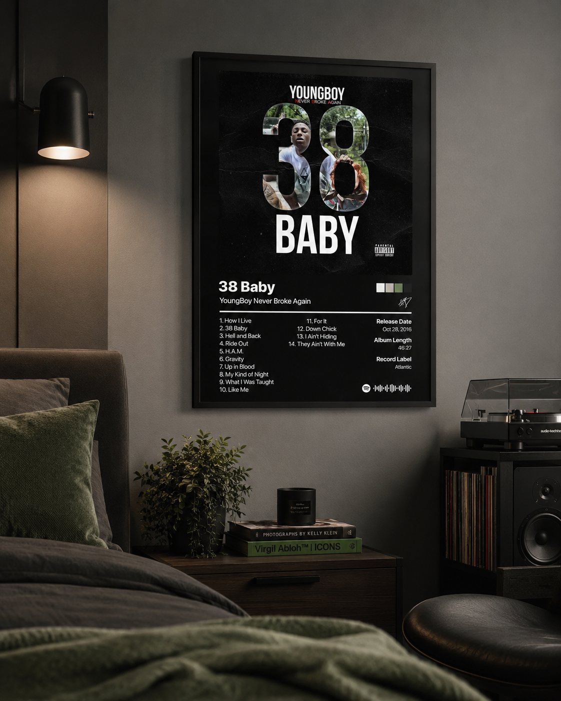 YoungBoy Never Broke Again 38 Baby Tracklist Poster | Unframed Bedroom Wall Art