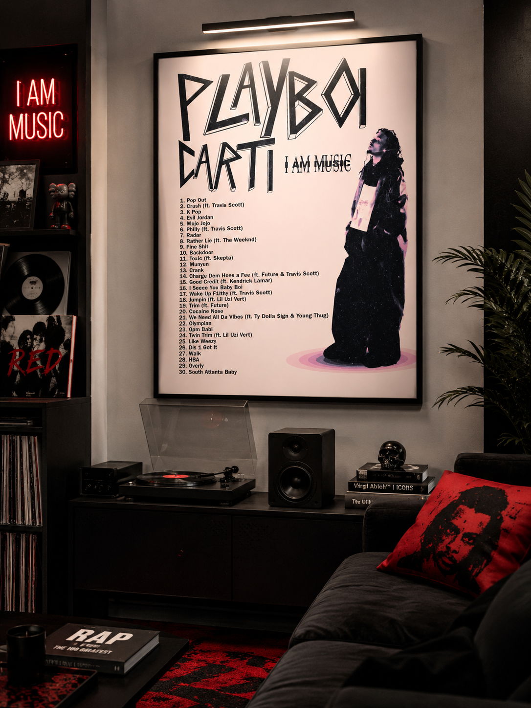 Playboi Carti I AM MUSIC Tracklist | Unframed Bedroom album cover poster print wall art decor