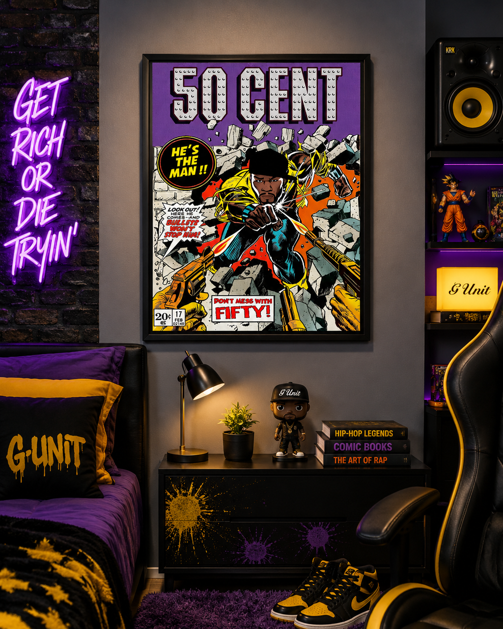 50 Cent Comic  | Unframed Bedroom Wall Art album cover poster print wall art decor