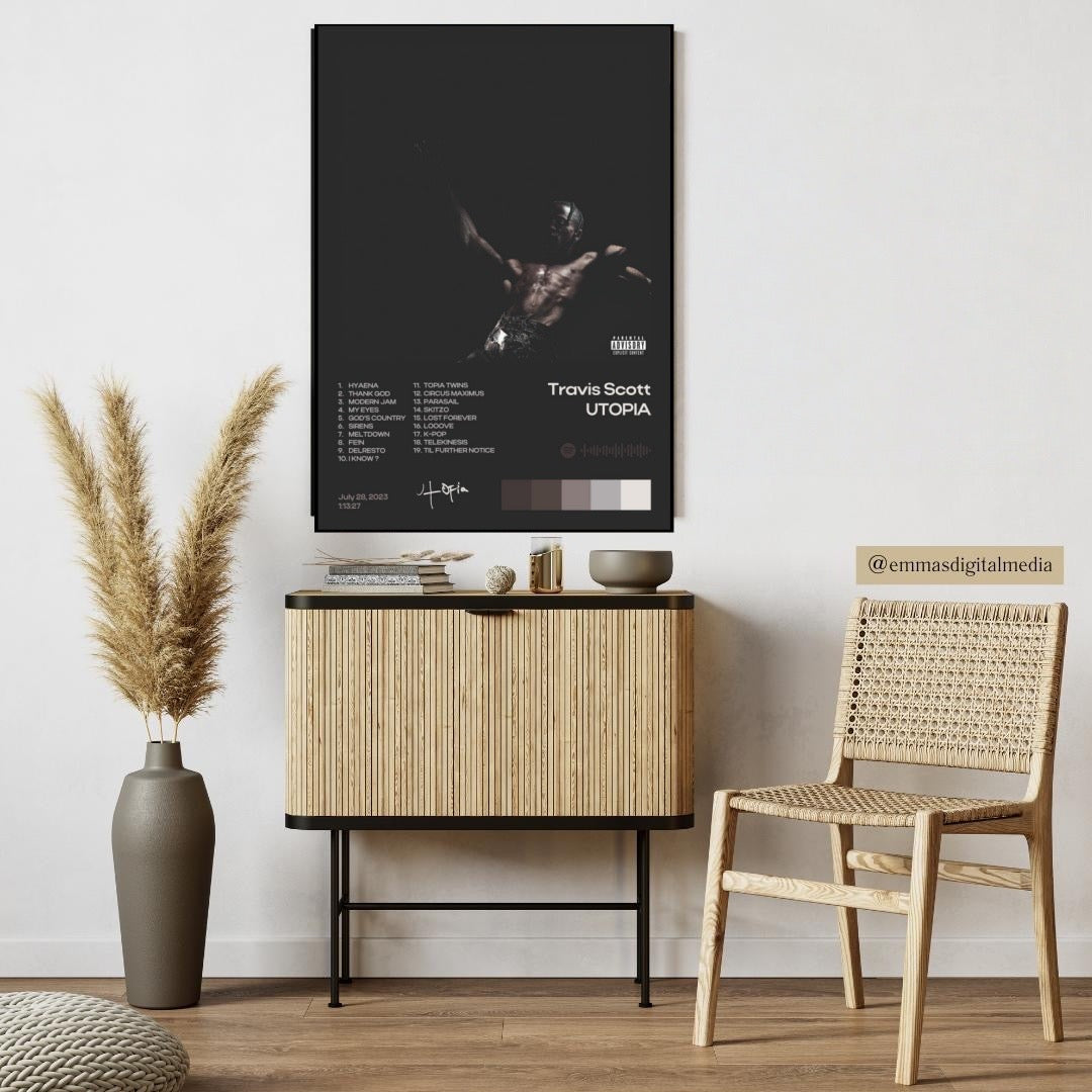 Travis Scott Utopia Tracklist  Dark Edition album cover poster print wall art decor