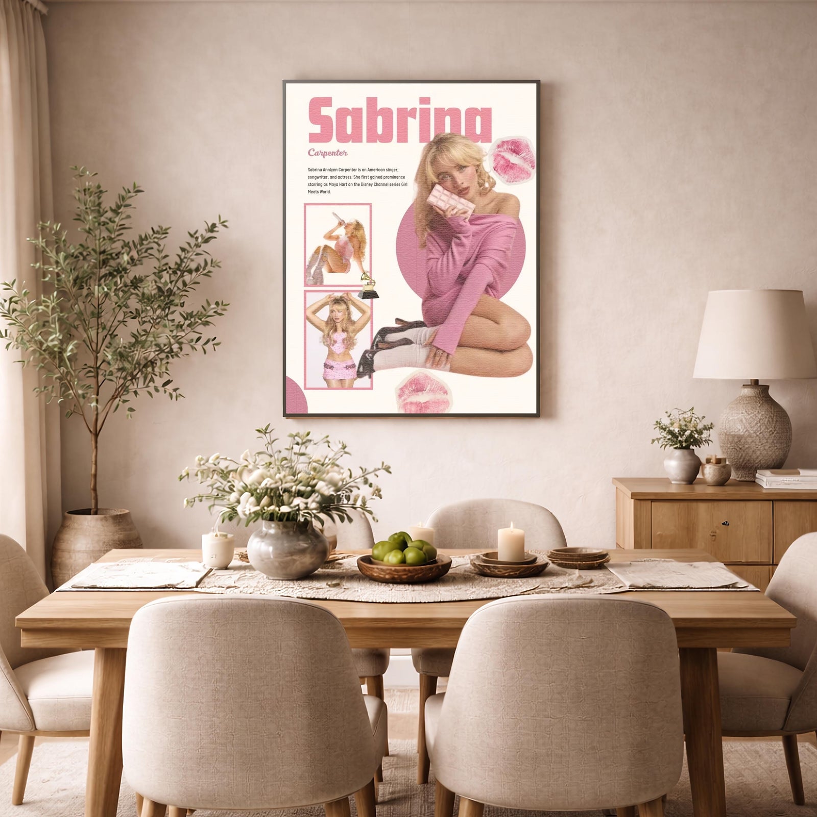 Sabrina Carpenter Pink Collage | Unframed Bedroom album cover poster print wall art decor