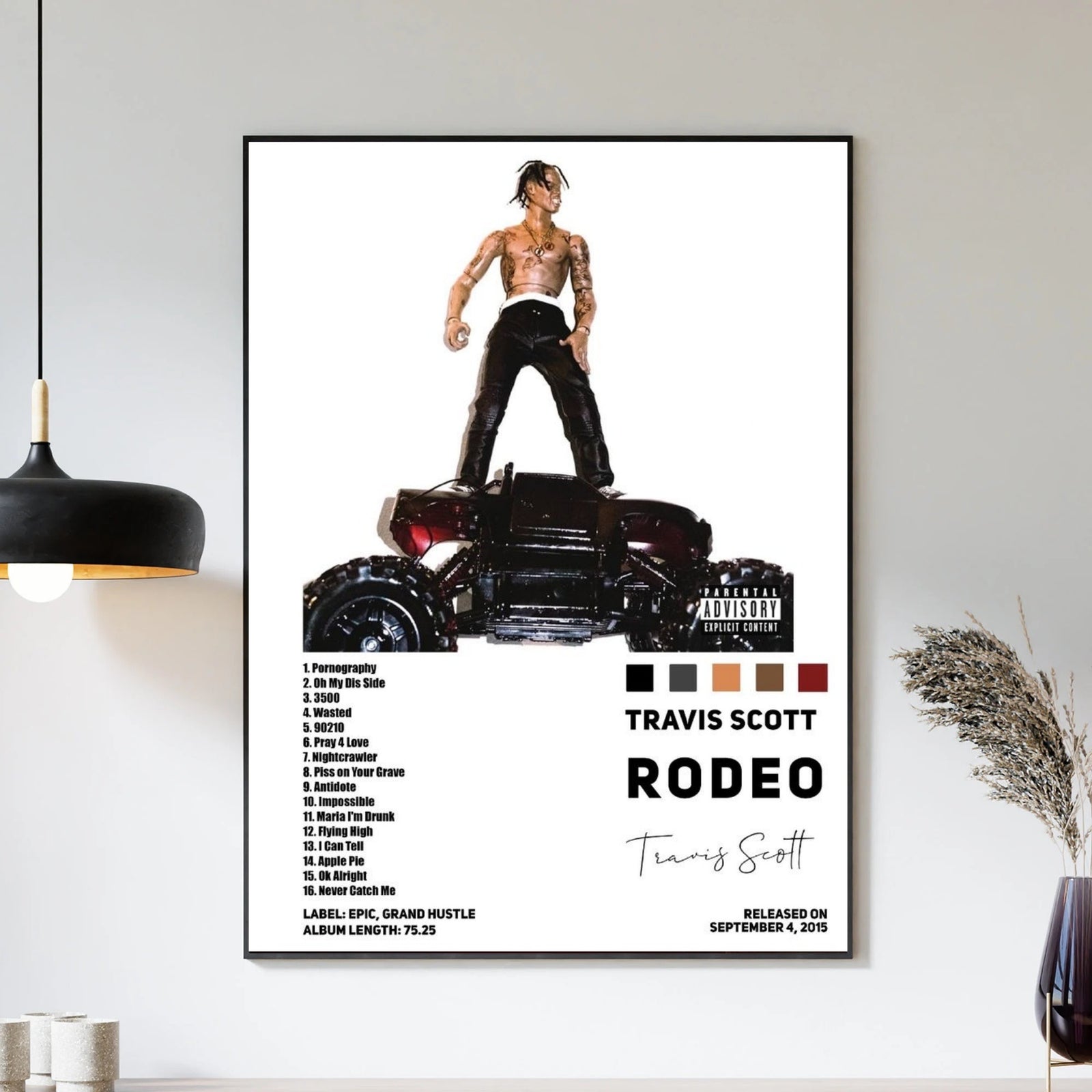 Travis Scott Rodeo Tracklist  White Edition album cover poster print wall art decor