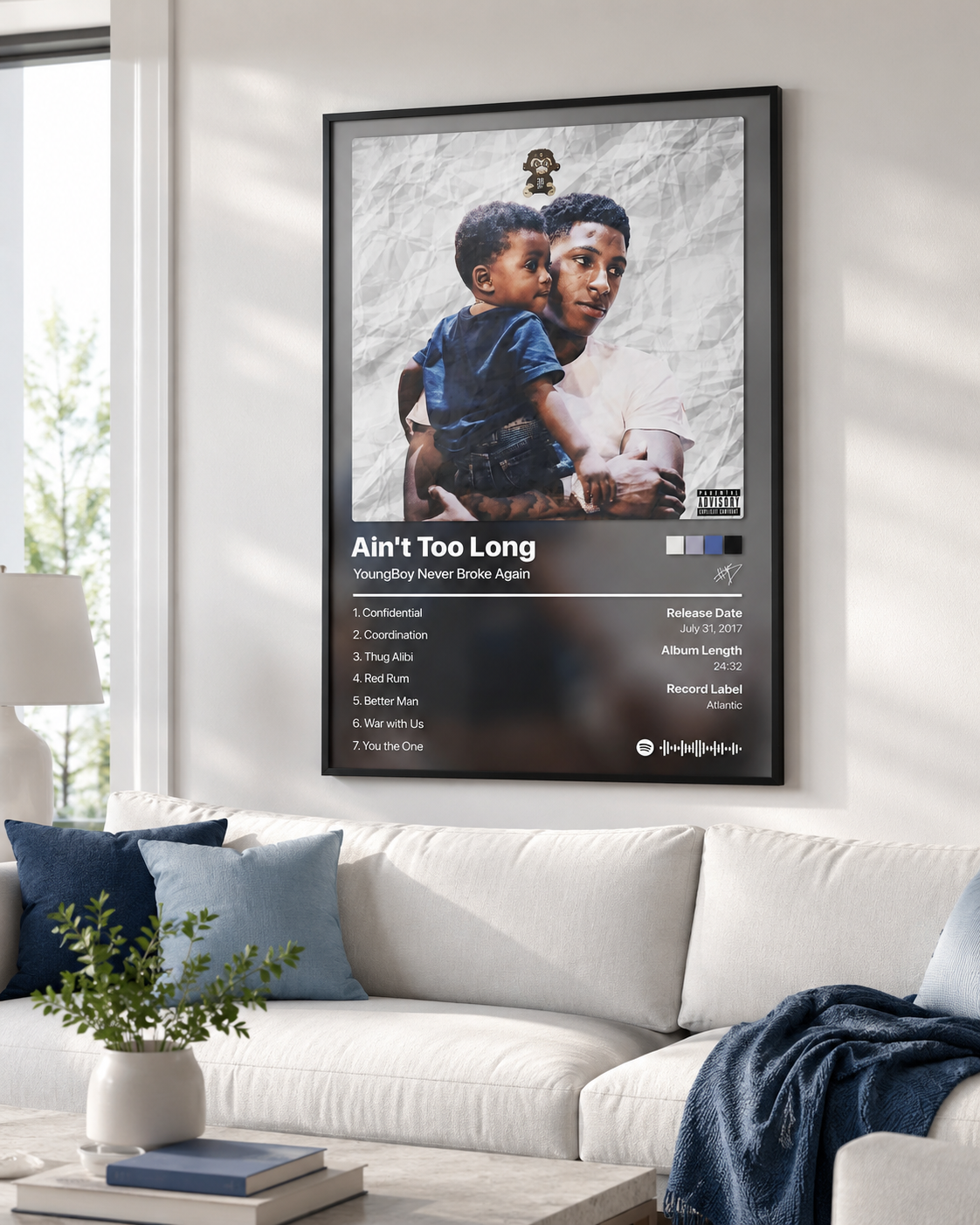 YoungBoy Never Broke Again Ain't Too Long Tracklist Poster | Unframed Bedroom Wall Art