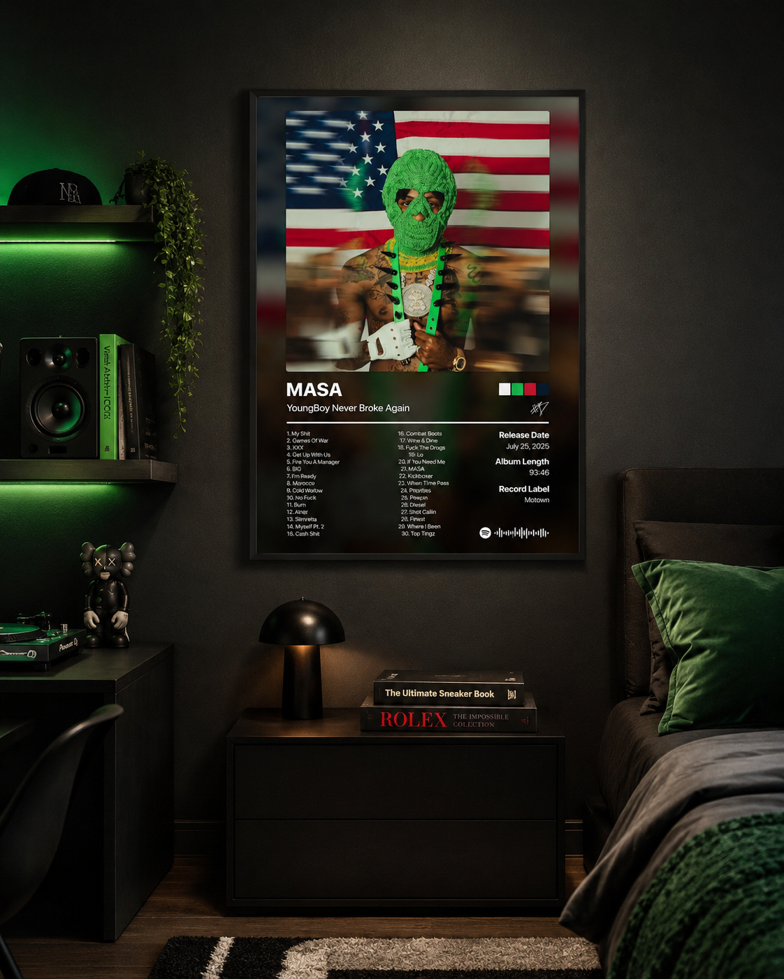 YoungBoy Never Broke Again MASA Tracklist Poster | Unframed Bedroom Wall Art