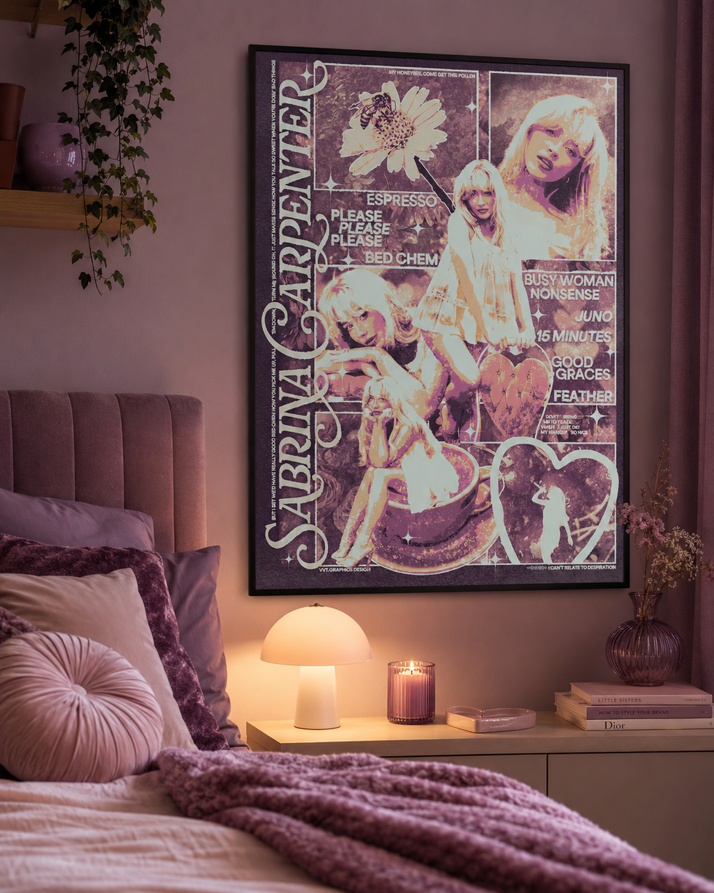 Sabrina Carpenter Pop Collage  | Unframed Bedroom Wall Art album cover poster print wall art decor