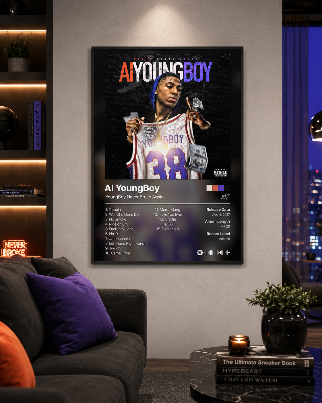 YoungBoy Never Broke Again AI YoungBoy Tracklist Poster | Unframed Bedroom Wall Art