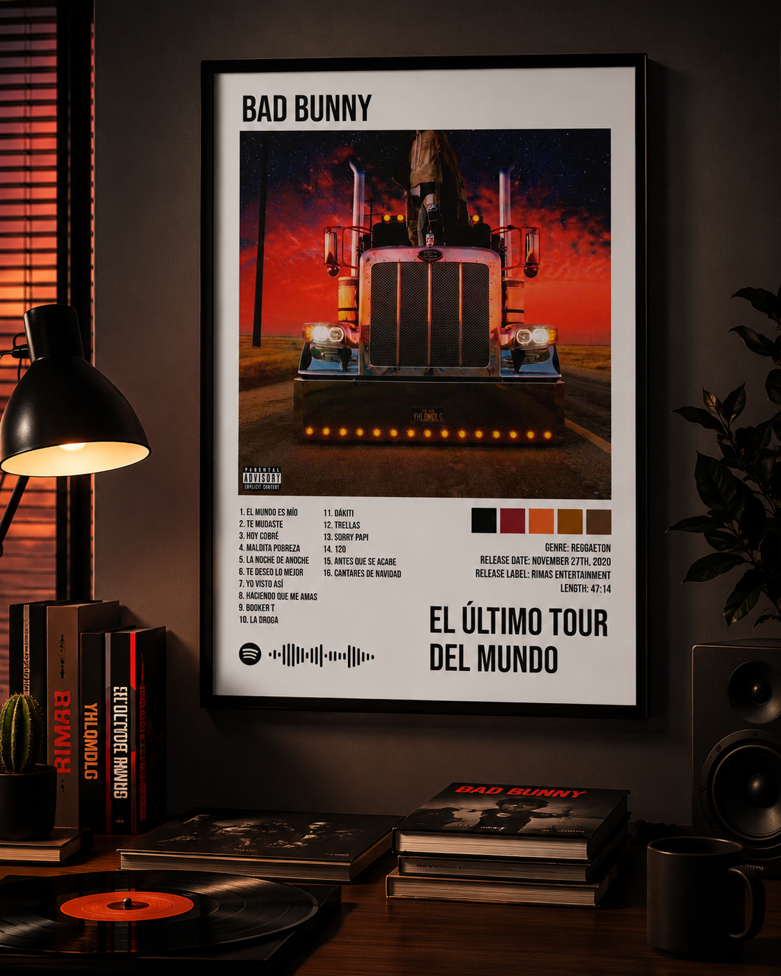 Bad Bunny El Último Tour Del Mundo Album | Unframed Bedroom album cover poster print wall art decor