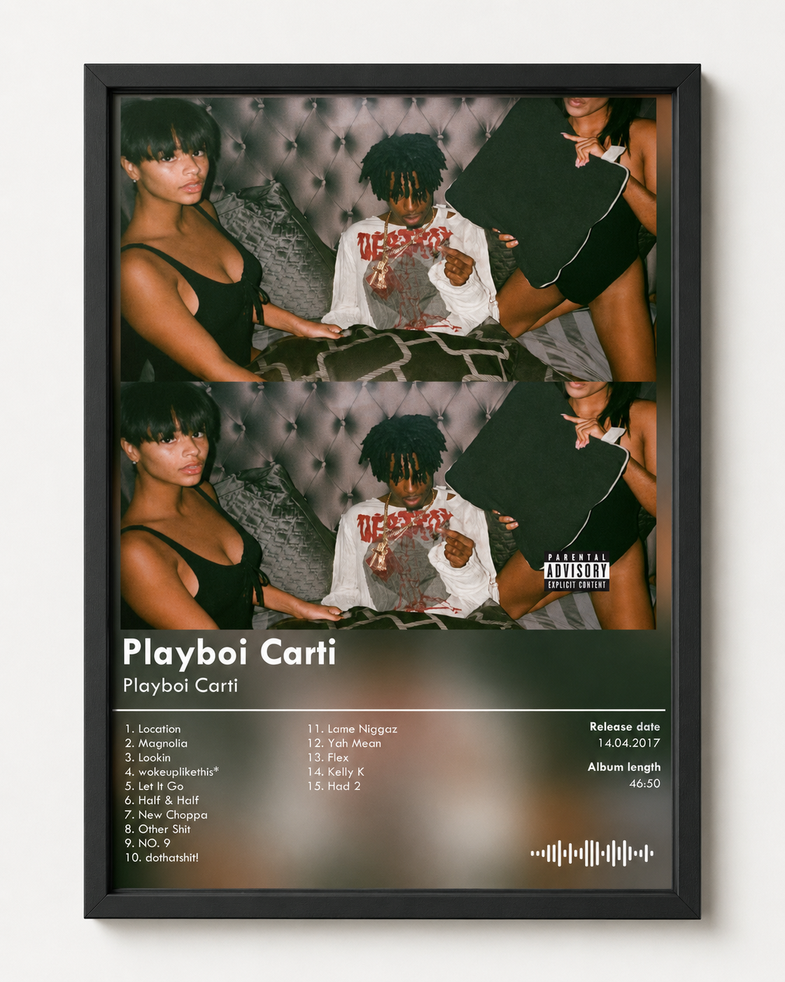 Постер с треклистом Playboi Carti Self-Titled | Декор для спальни без рамы