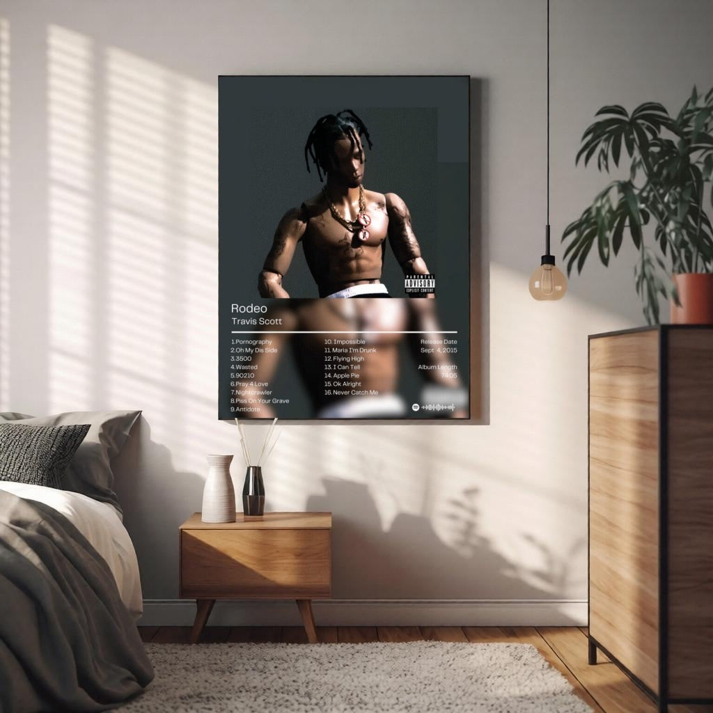 Travis Scott Rodeo Tracklist Wall Art Print album cover poster print wall art decor