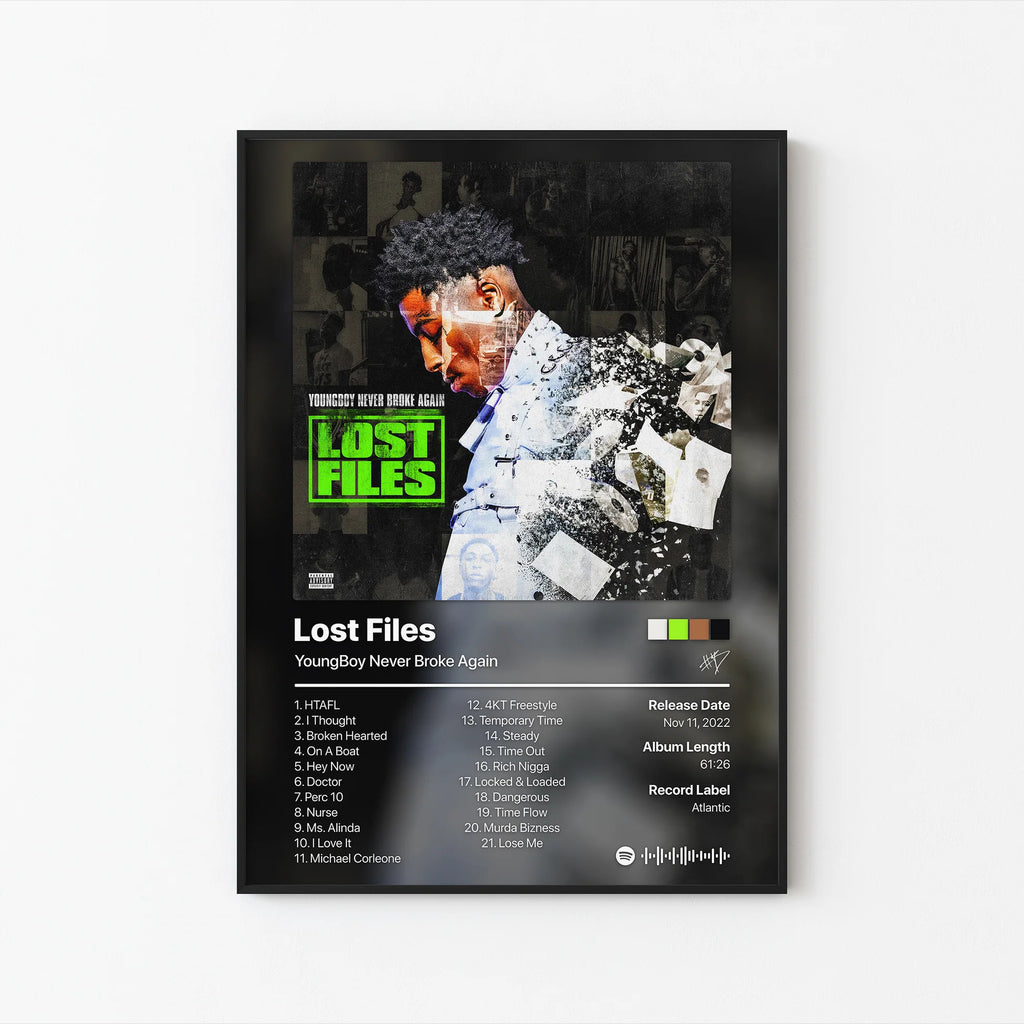 YoungBoy Never Broke Again Lost Files Tracklist  | Unframed Bedroom Wall Art album cover poster print wall art decor