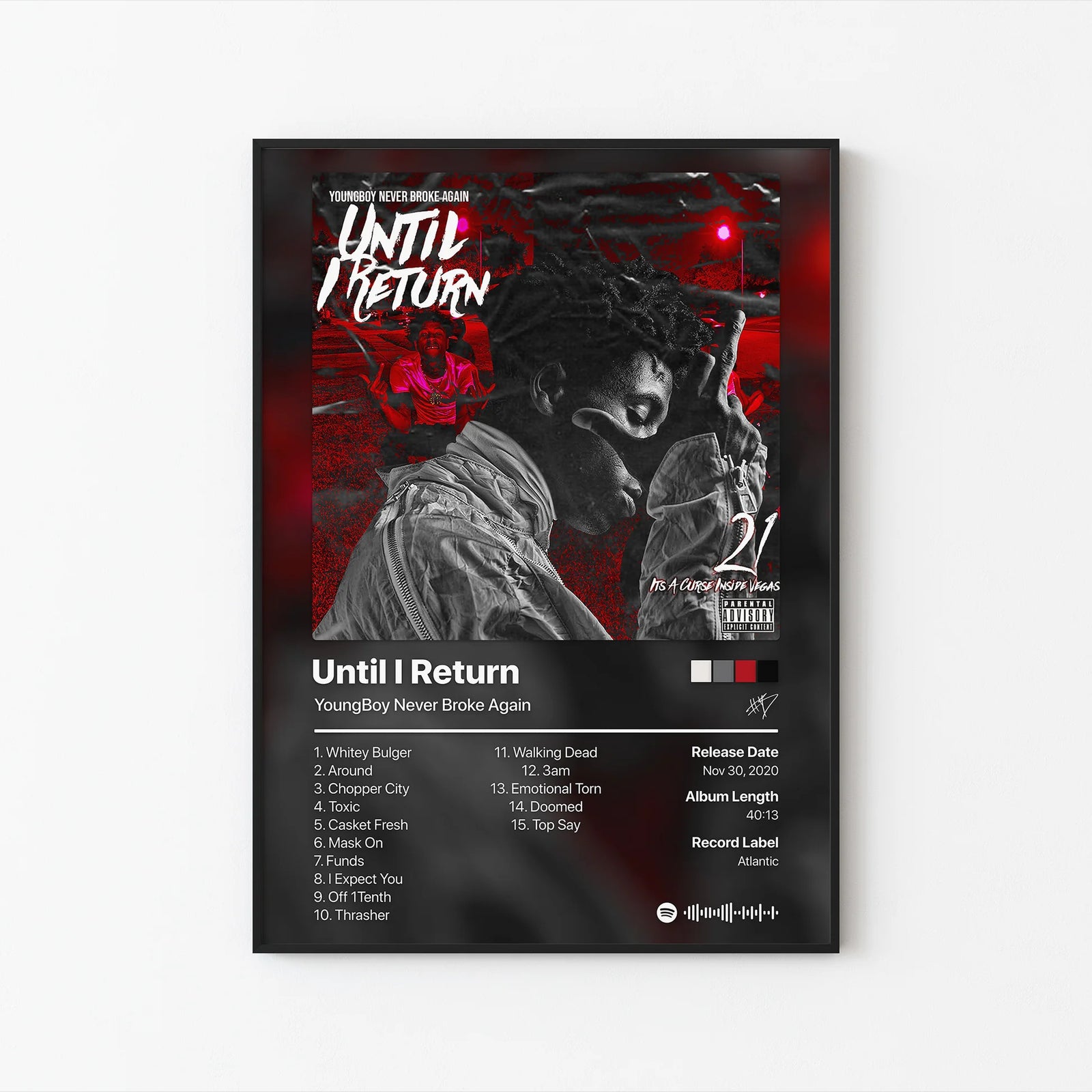 YoungBoy Never Broke Again Until I Return Tracklist | Unframed Bedroom album cover poster print wall art decor