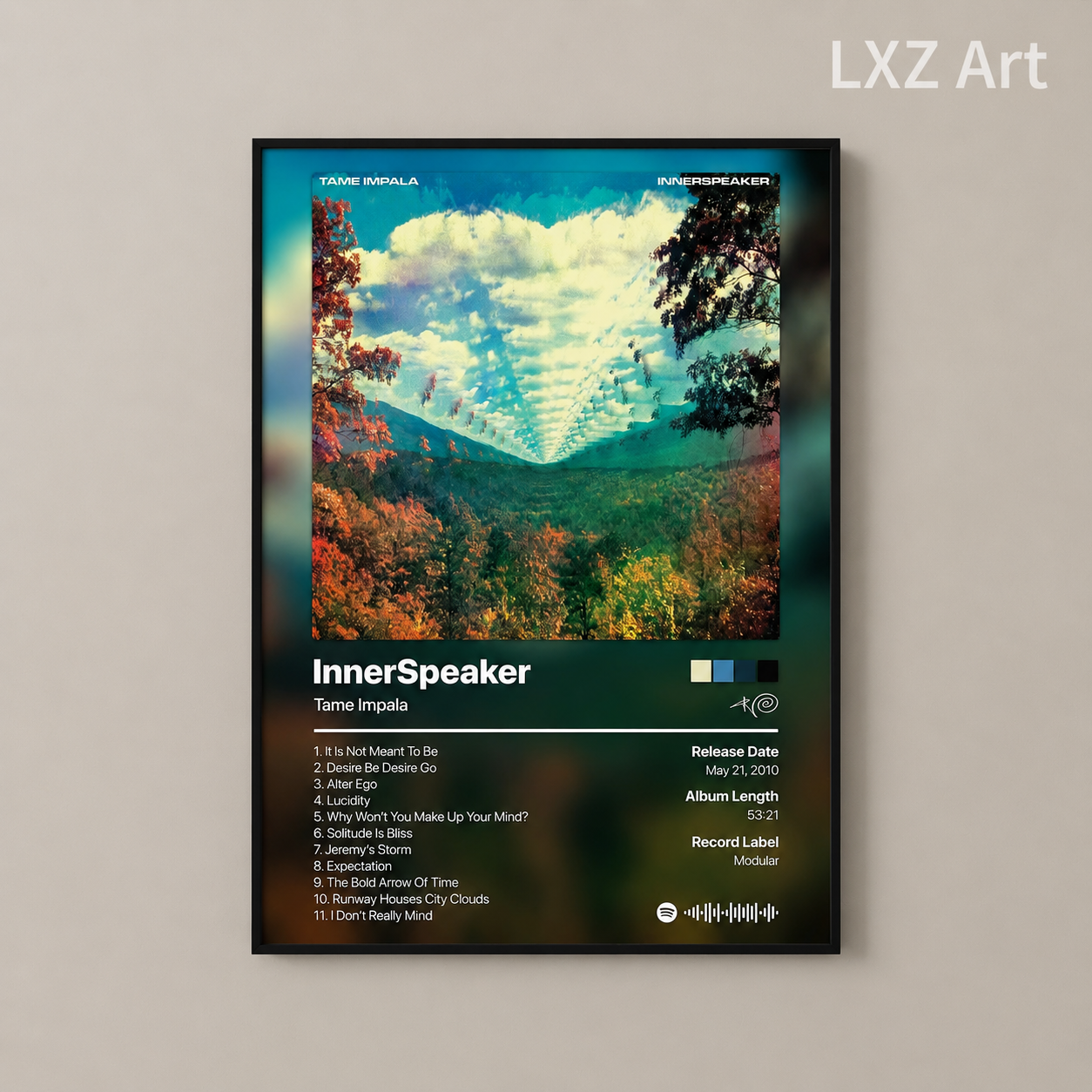 Tame Impala InnerSpeaker Tracklist Poster | Unframed Bedroom Wall Art
