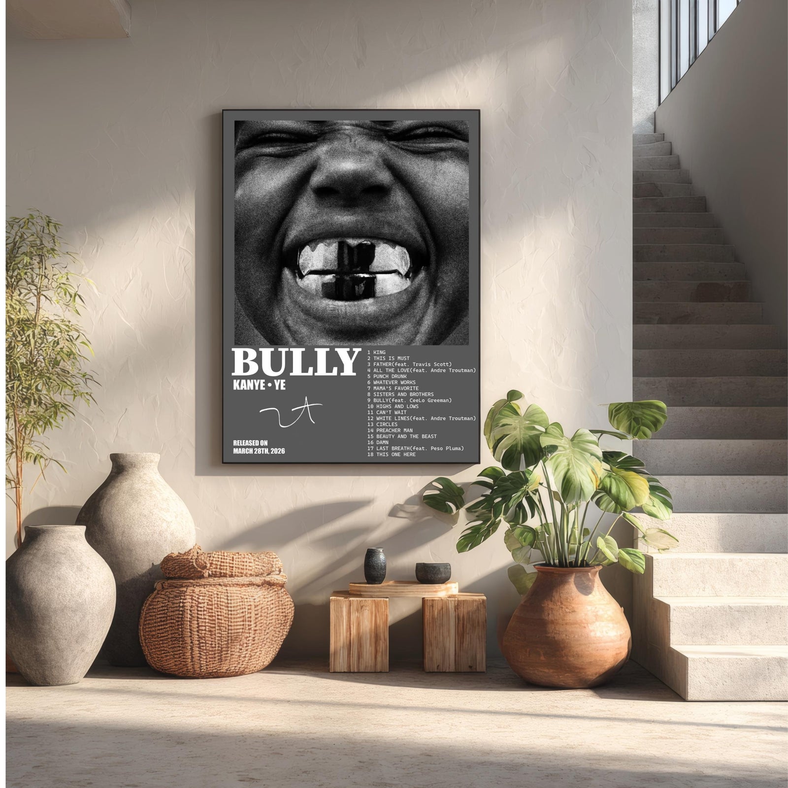 Kanye West Bully Tracklist album cover poster print wall art decor