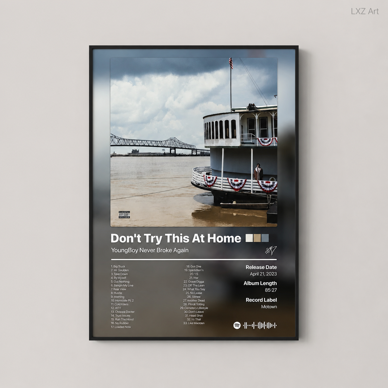 YoungBoy Never Broke Again Don't Try This At Home Tracklist Poster | Unframed Bedroom Wall Art