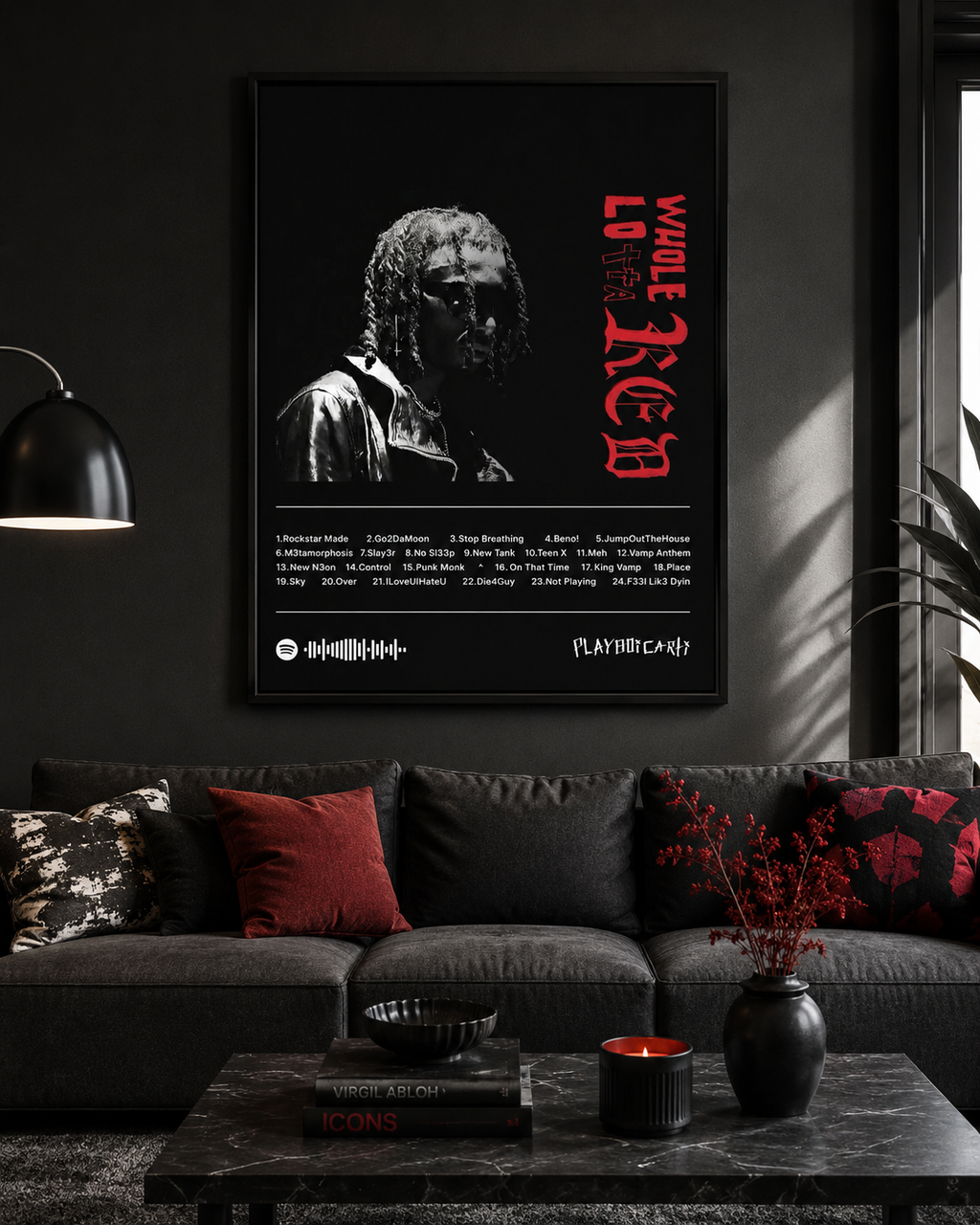 Playboi Carti Whole Lotta Red Dark  | Unframed Bedroom Wall Art album cover poster print wall art decor
