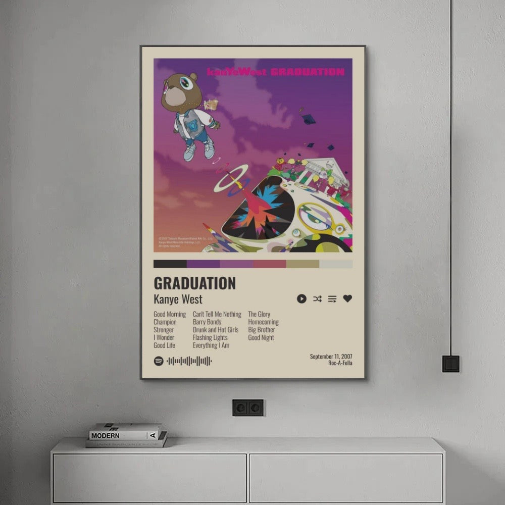 Kanye West Graduation Tracklist  Cream Edition album cover poster print wall art decor