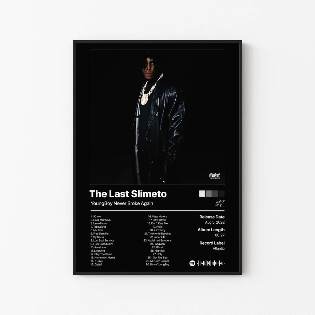 YoungBoy Never Broke Again The Last Slimeto Tracklist  | Unframed Bedroom Wall Art album cover poster print wall art decor