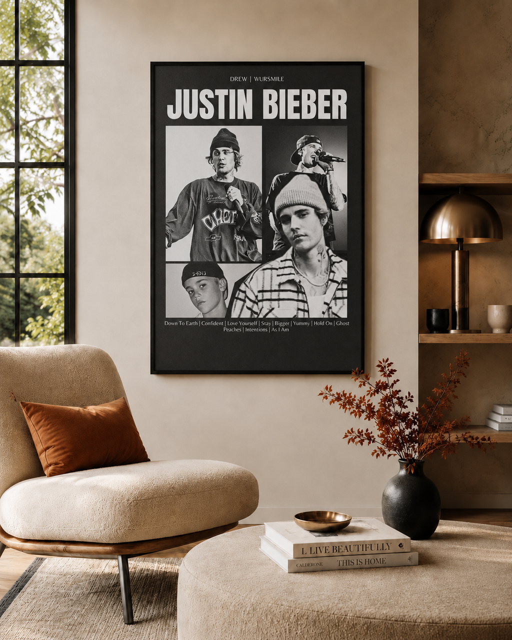 Justin Bieber Vintage Collage Wall Art Print - Premium Canvas , Music Fan Decor album cover poster print wall art decor