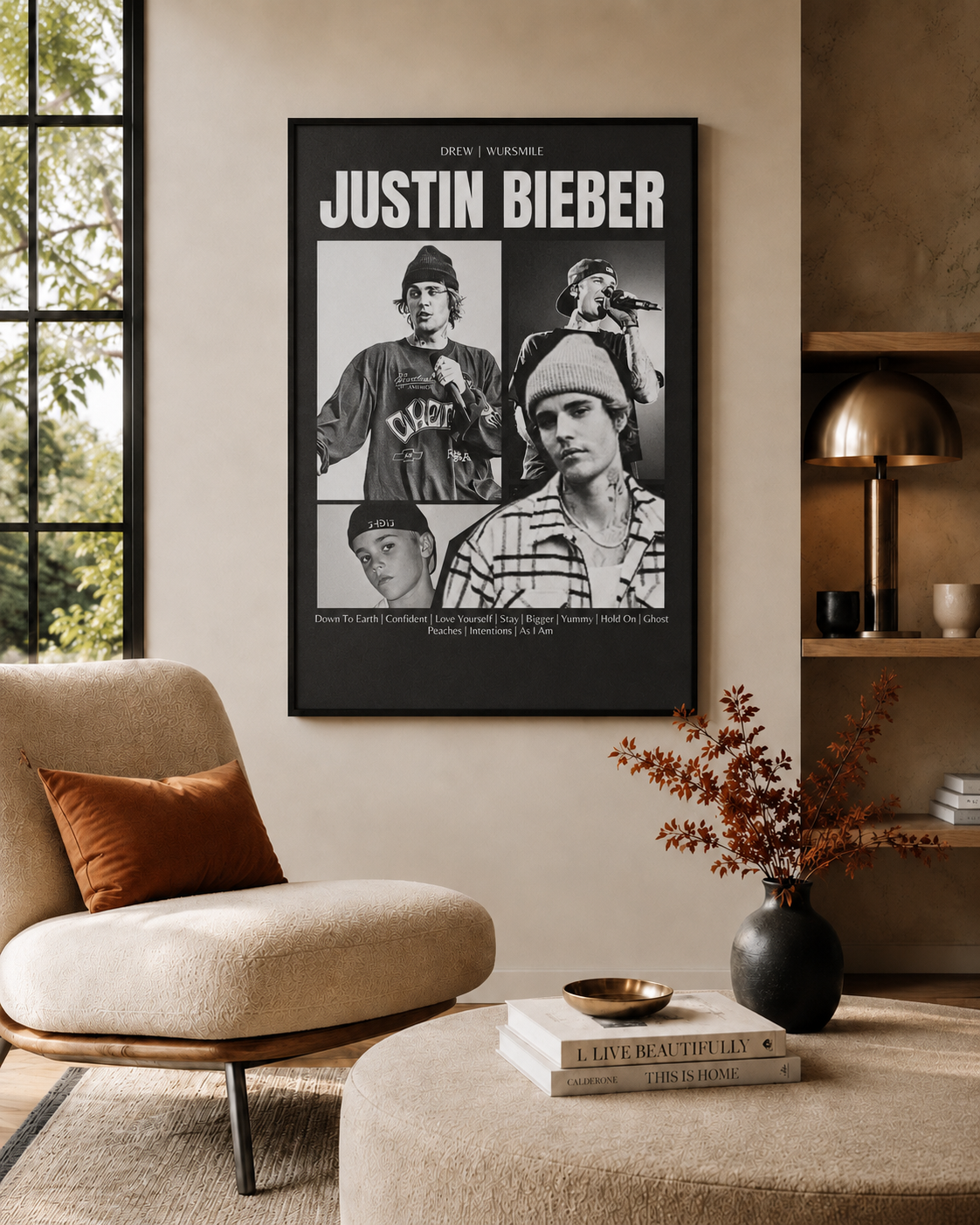Justin Bieber Vintage Collage  - Premium Canvas , Music Fan Decor album cover poster print wall art decor