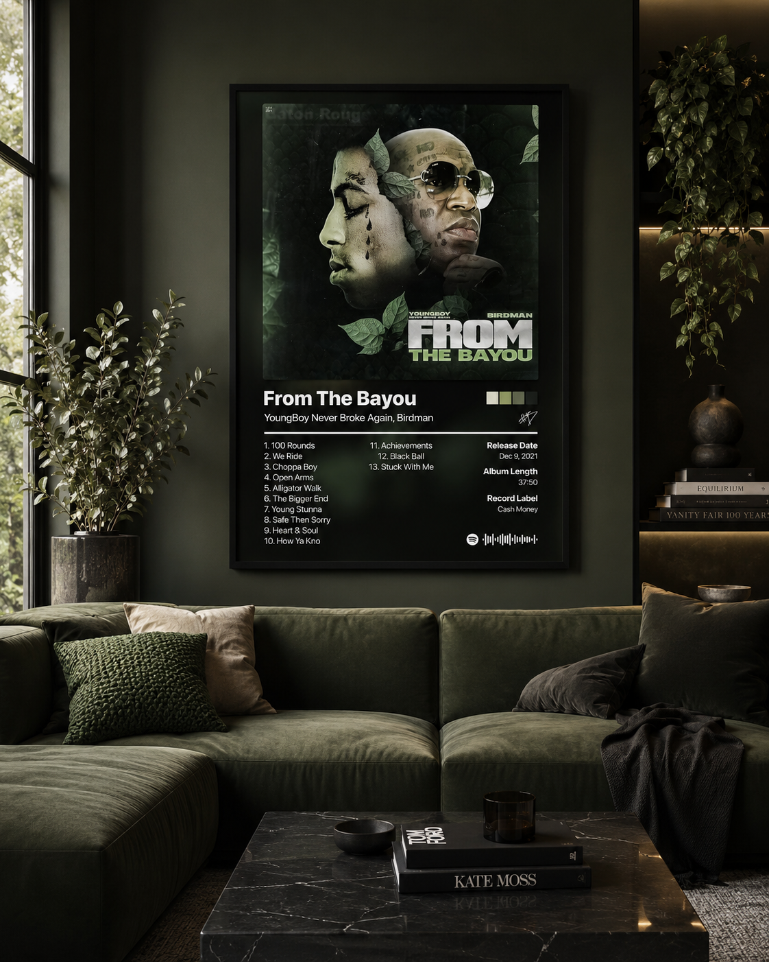 YoungBoy Never Broke Again & Birdman From The Bayou Tracklist Poster | Unframed Bedroom Wall Art