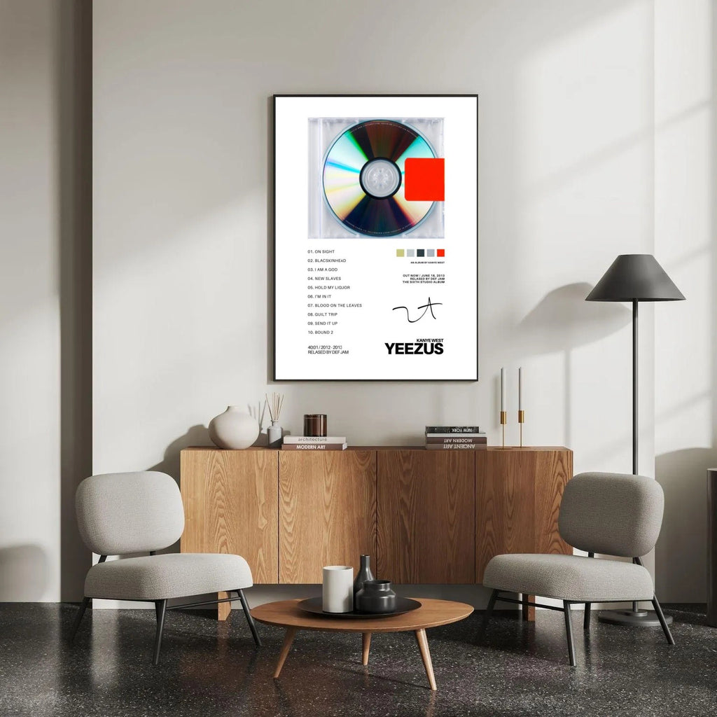 Kanye West Yeezus Tracklist Wall Art Print White CD Edition album cover poster print wall art decor