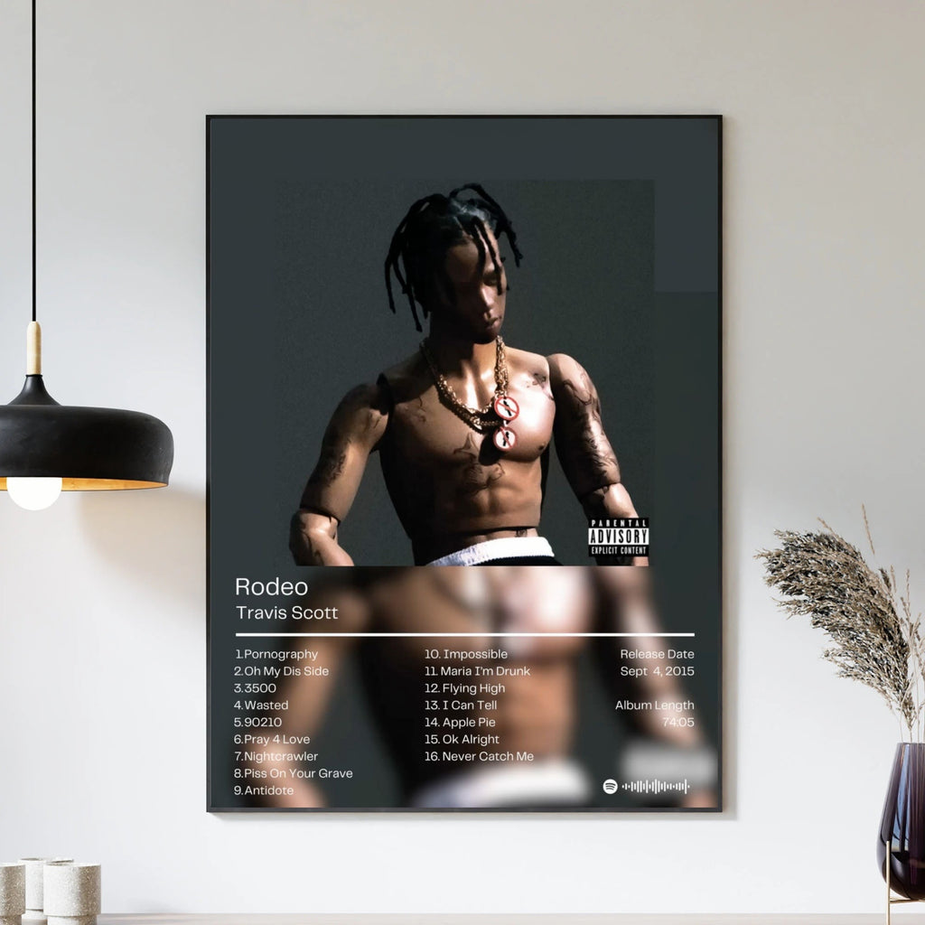 Travis Scott Rodeo Tracklist Wall Art Print album cover poster print wall art decor