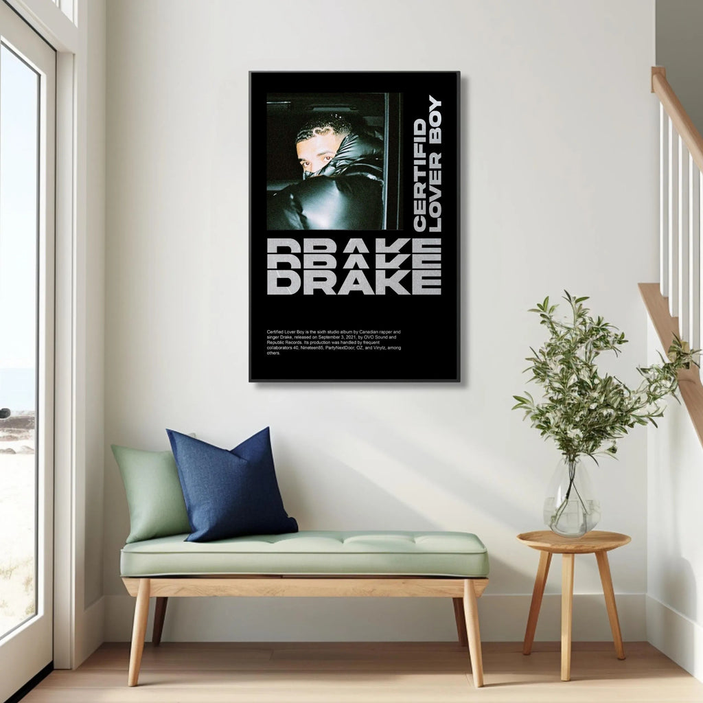 Drake Certified Lover Boy Black & White Type Art album cover poster print wall art decor