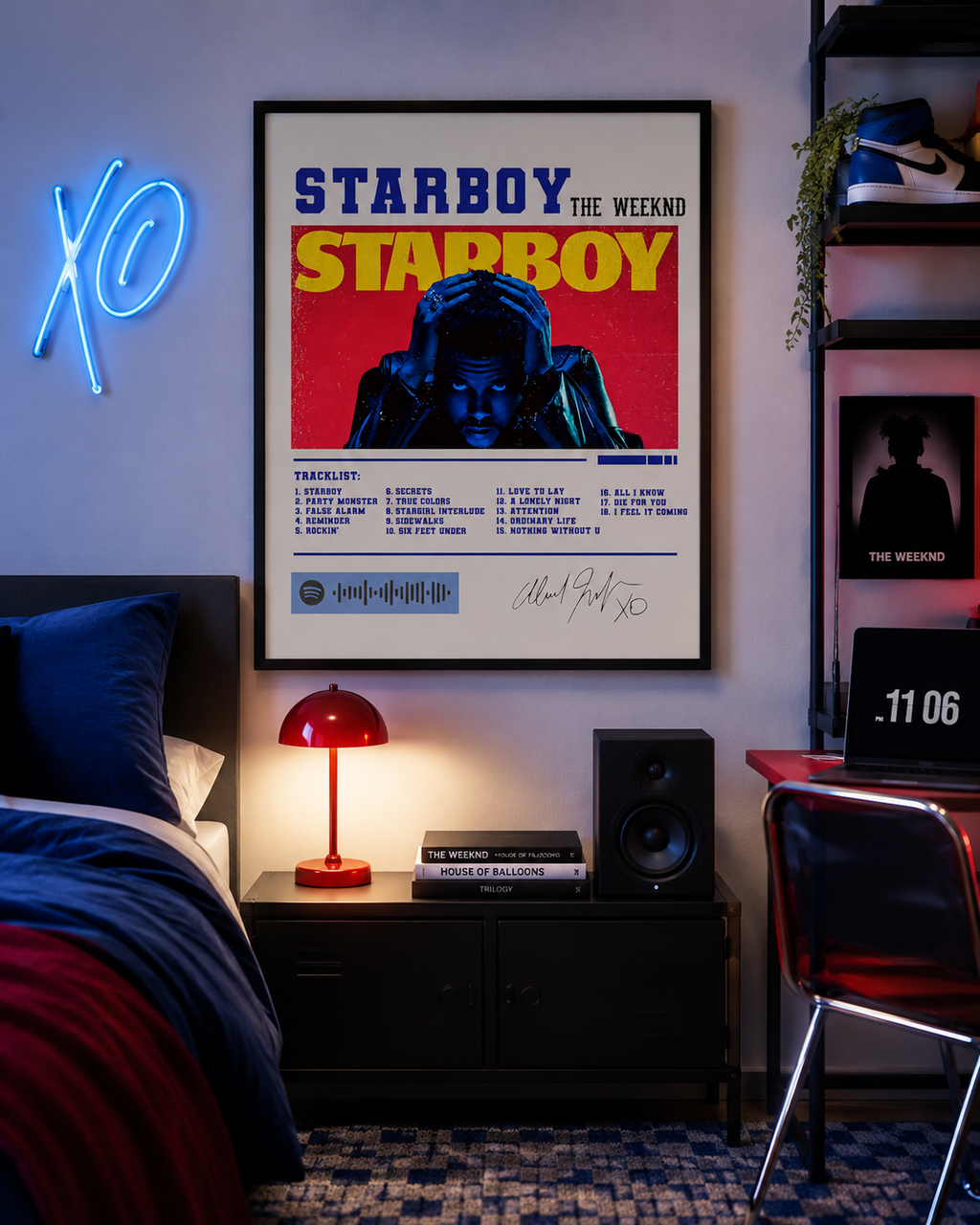 The Weeknd Starboy Wall Art Print - Premium Canvas , Music  Decor album cover poster print wall art decor