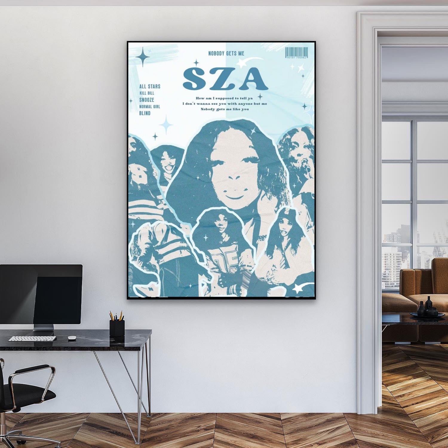 SZA Collage Blue Aesthetic Pop Art Music album cover poster print wall art decor