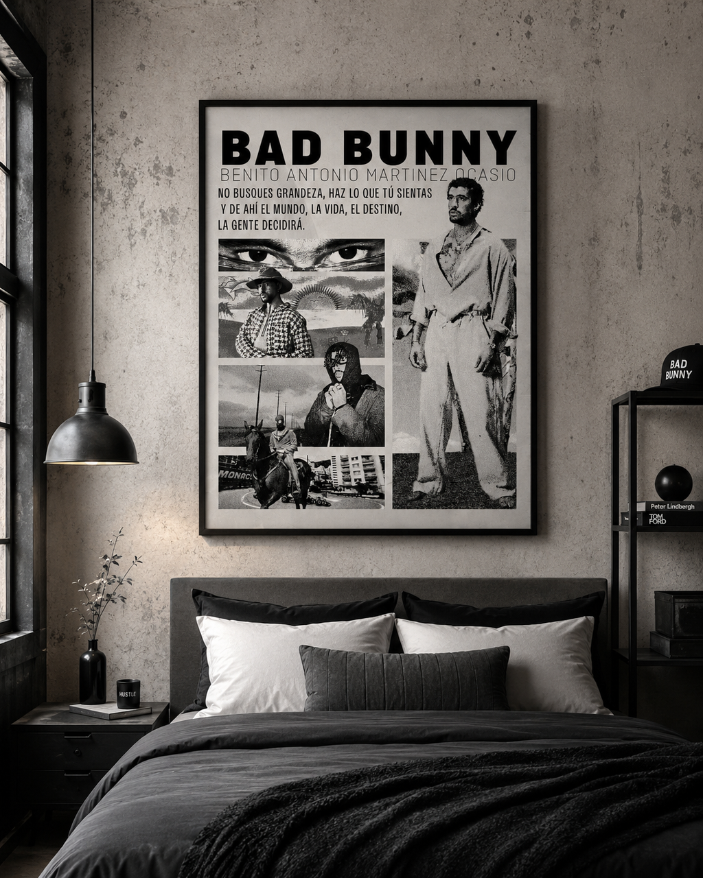 Bad Bunny Black and White Collage  | Unframed Bedroom Wall Art album cover poster print wall art decor
