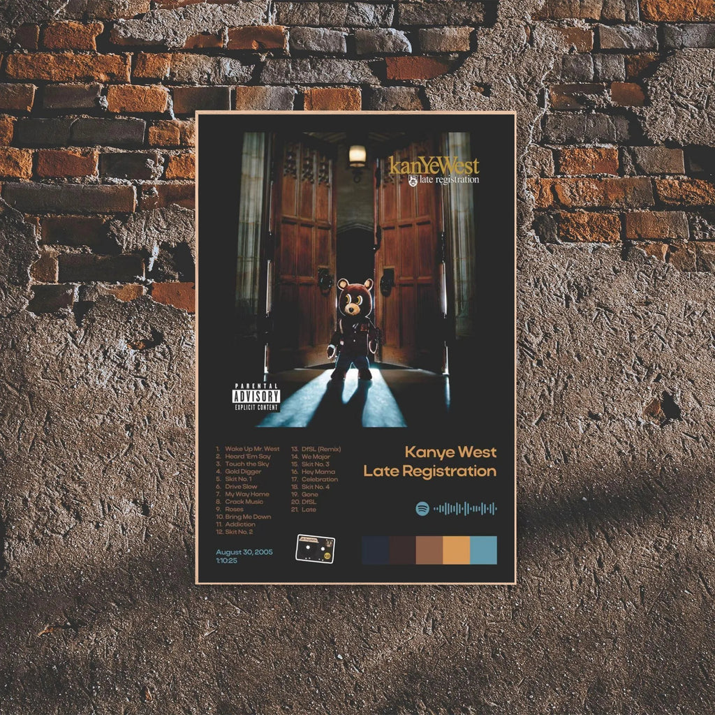 Kanye West Late Registration Tracklist Wall Art Dark Edition album cover poster print wall art decor