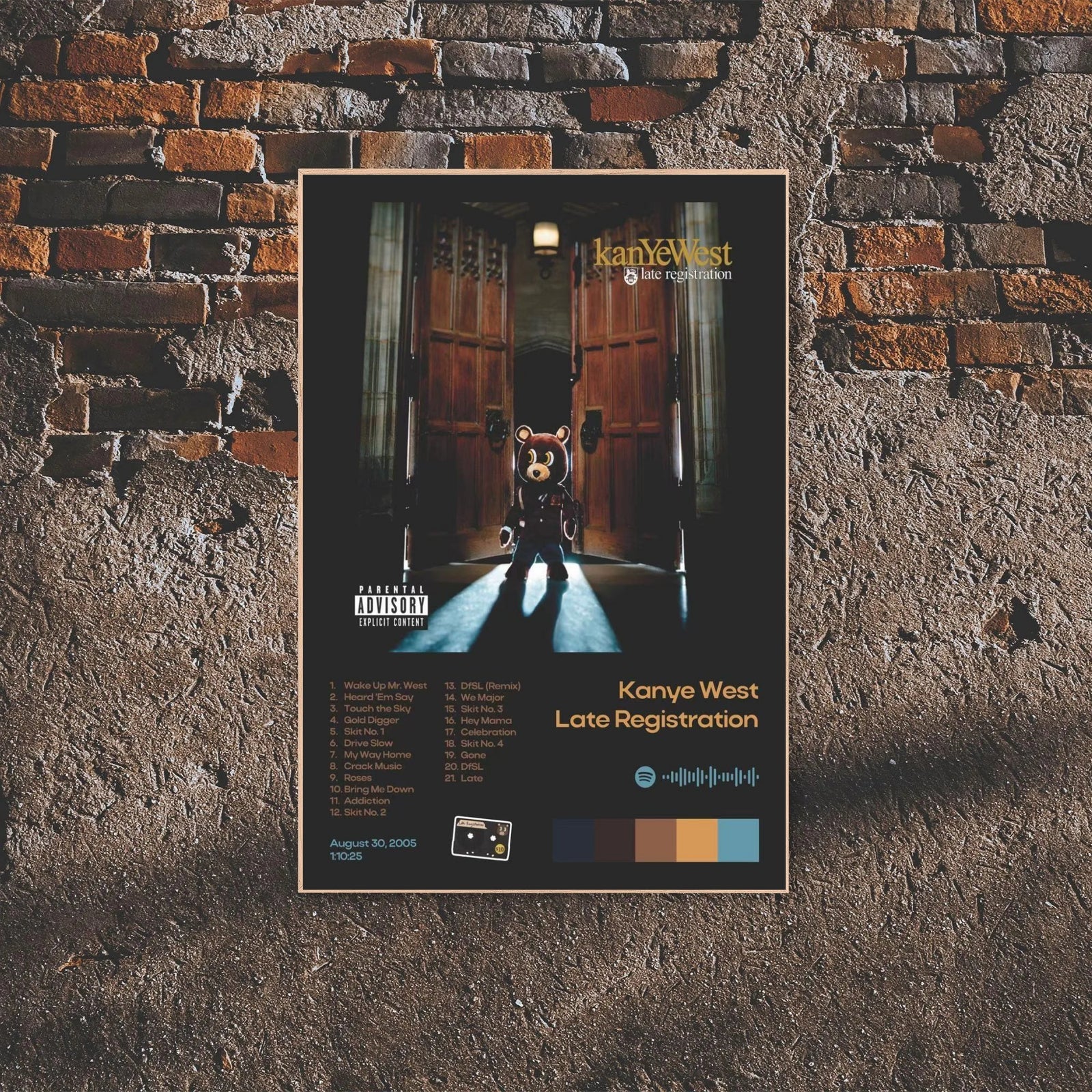 Kanye West Late Registration Tracklist  Dark Edition album cover poster print wall art decor