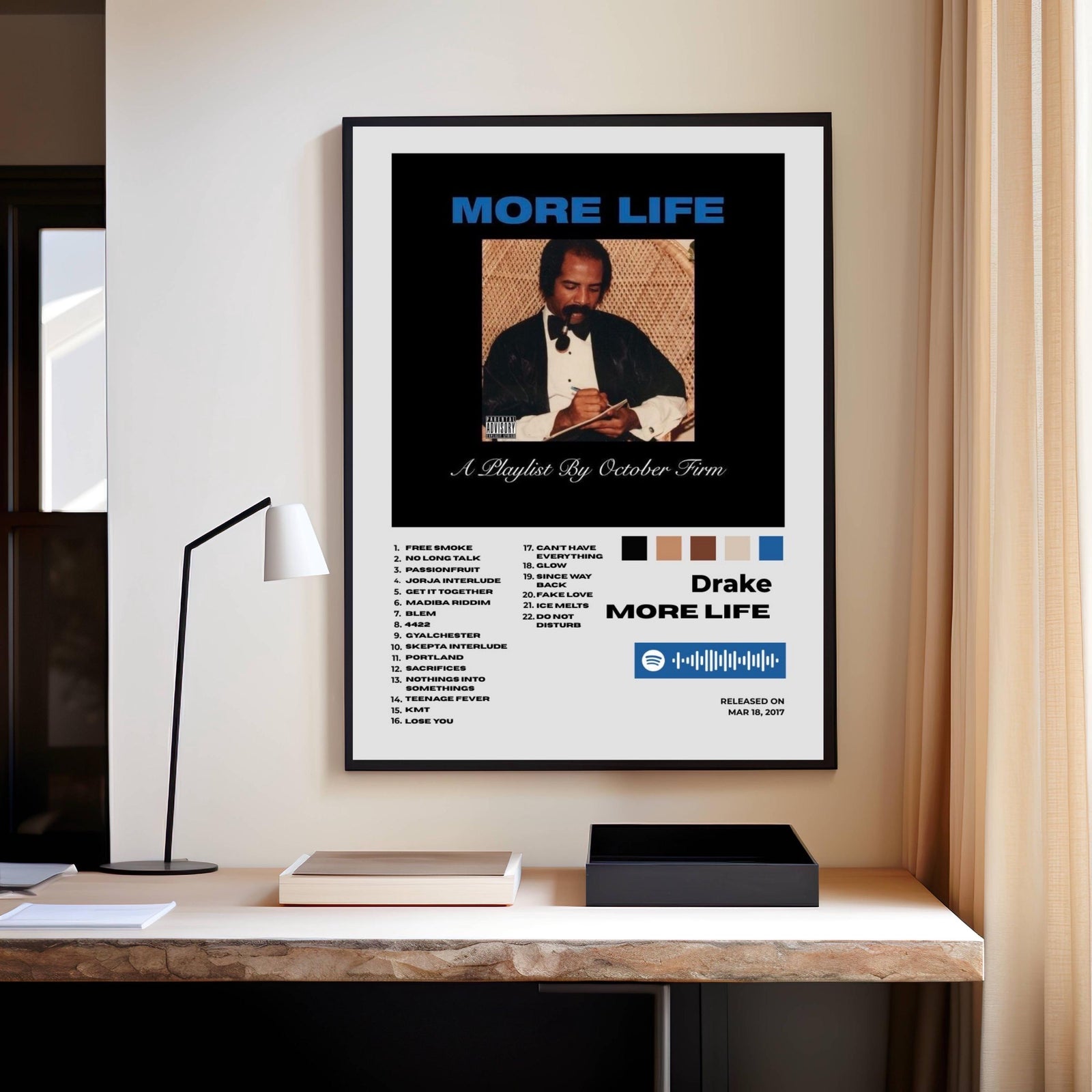 Drake More Life A Playlist By October Firm album cover poster print wall art decor