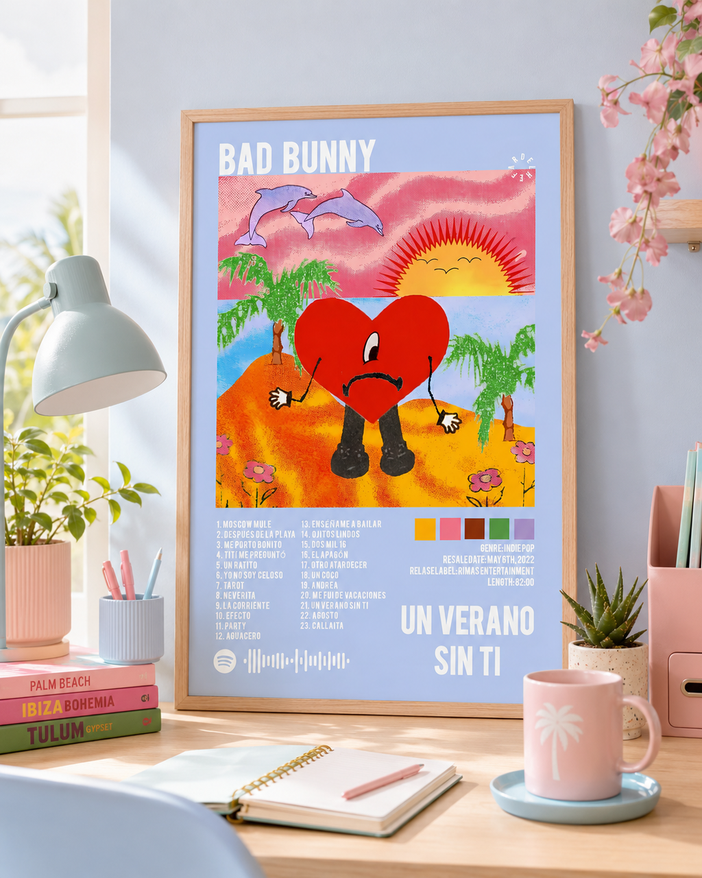 Bad Bunny Un Verano Sin Ti Blue Edition  | Unframed Bedroom Wall Art album cover poster print wall art decor