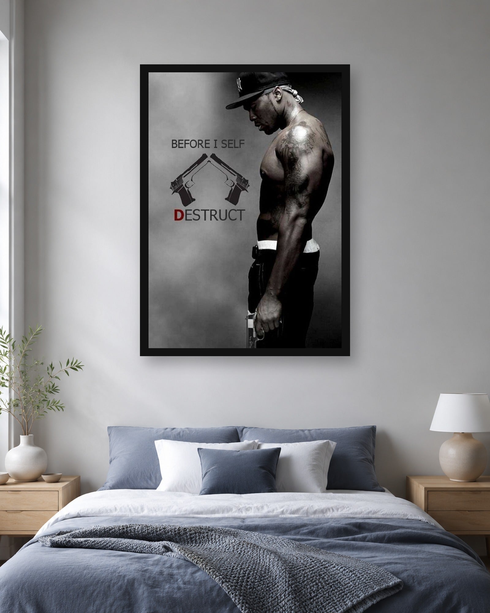 50 Cent Before I Self Destruct Movie Poster displayed in a second interior scene