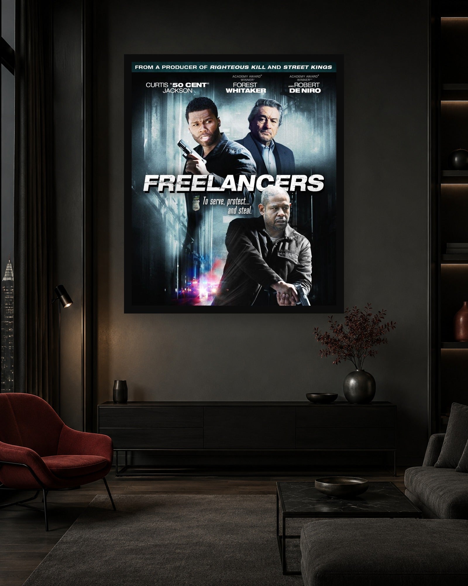50 Cent Freelancers Movie Poster in a second color-matched room scene