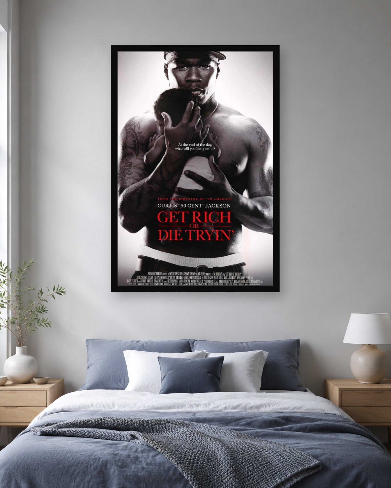 50 Cent Get Rich or Die Tryin Movie Poster in a second color-matched room scene