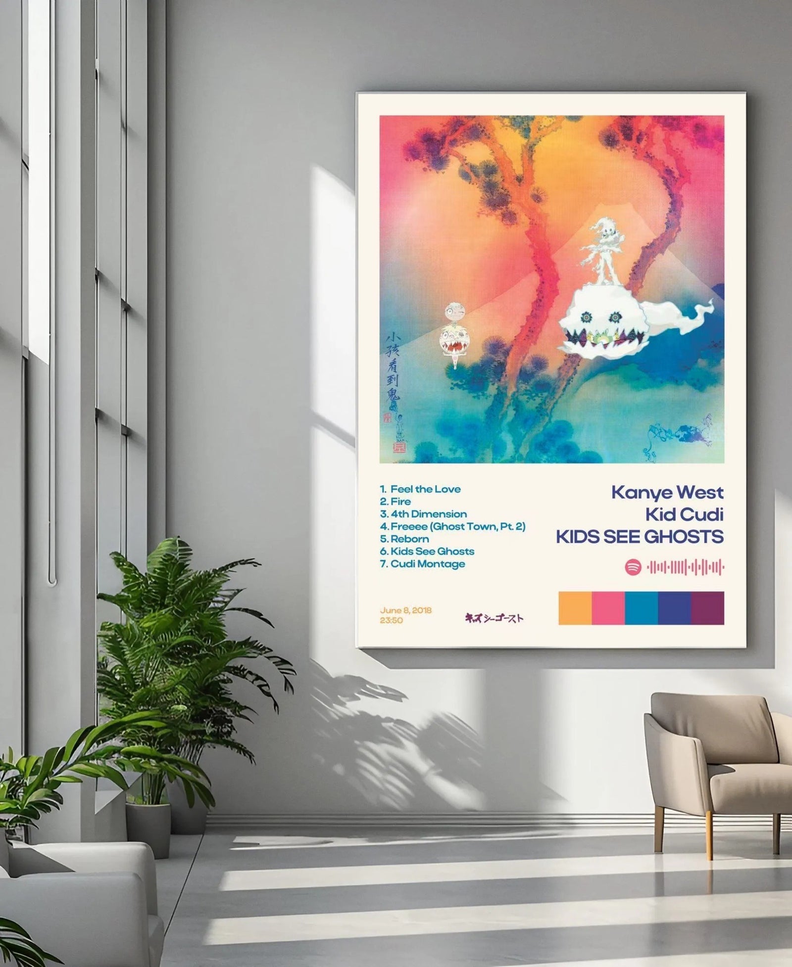 Kanye West & Kid Cudi Kids See Ghosts Tracklist album cover poster print wall art decor