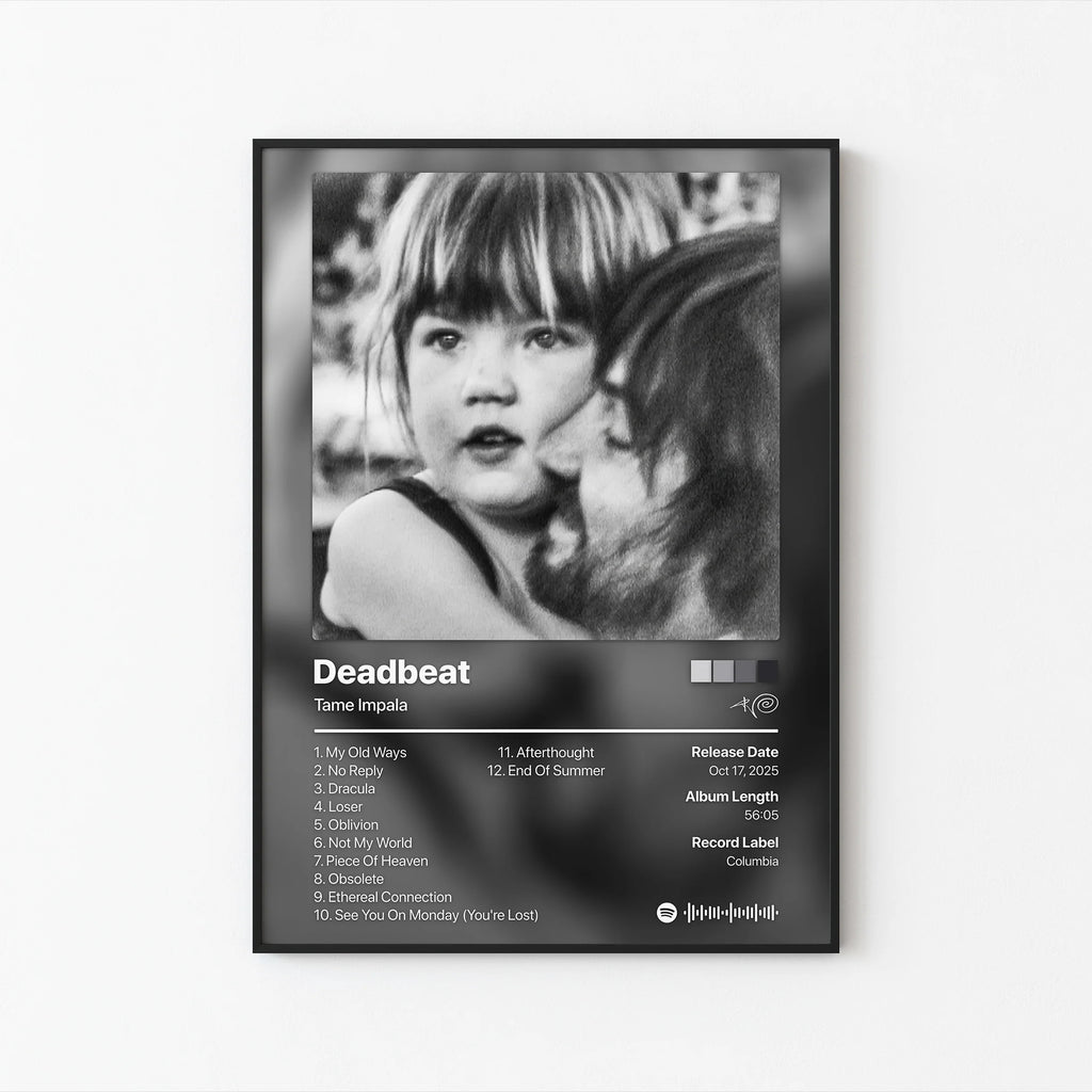 Tame Impala Deadbeat Tracklist  | Unframed Bedroom Wall Art album cover poster print wall art decor