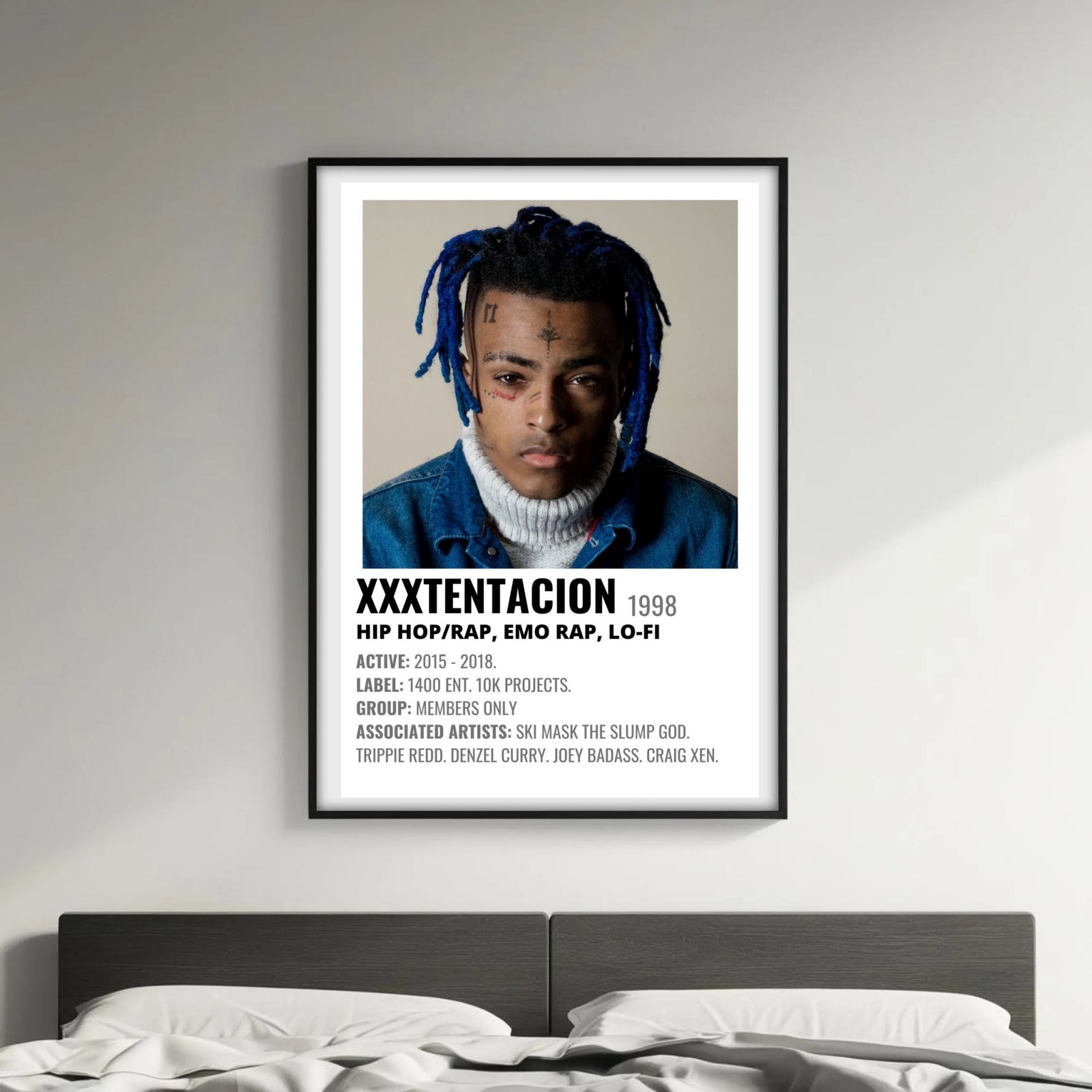 XXXTentacion XXXTENTACION Blue Dreads Polaroid Style Art album cover poster print wall art decor