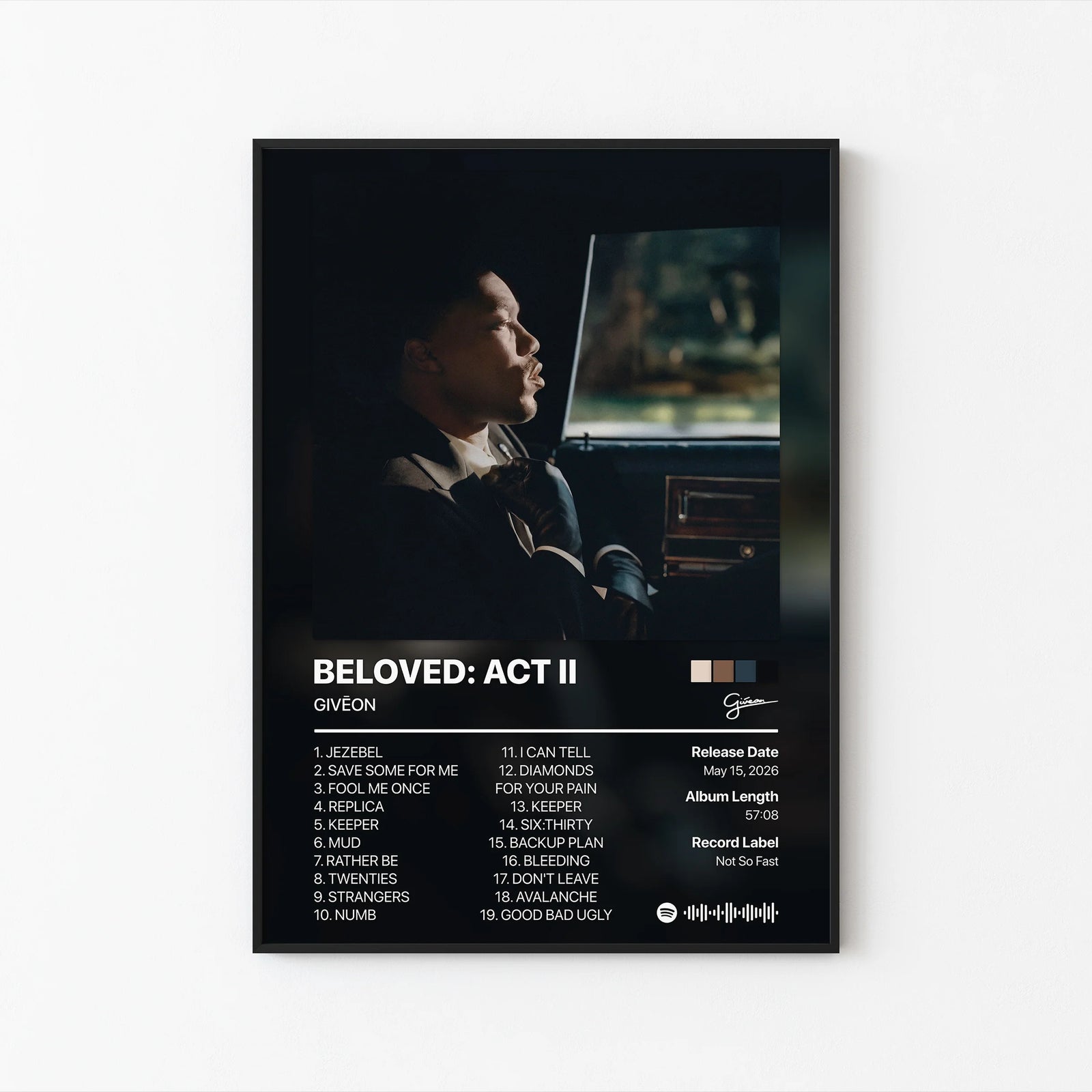 GIVĒON BELOVED: ACT II Tracklist | Unframed Bedroom album cover poster print wall art decor