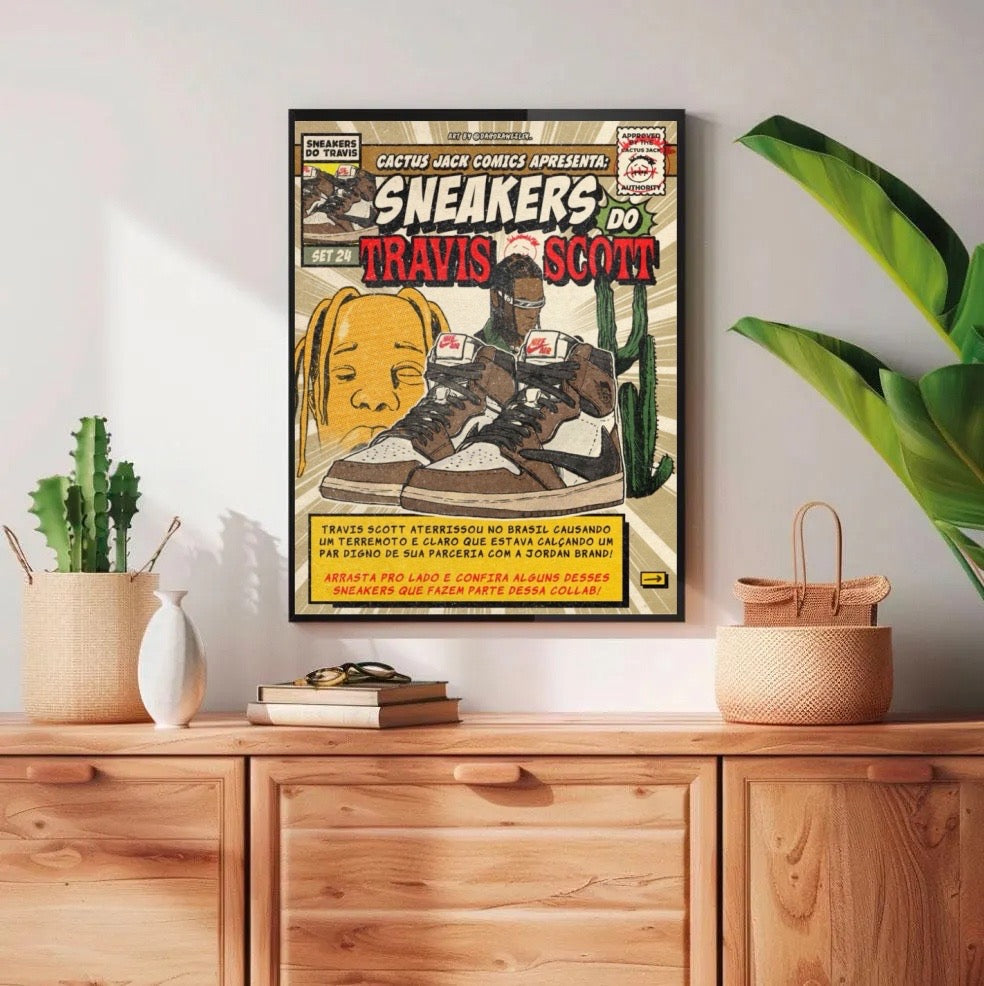 Travis Scott Cactus Jack Sneakers Comic album cover poster print wall art decor